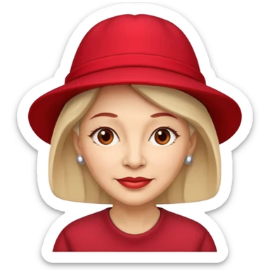 different mature woman with red hat sticker
