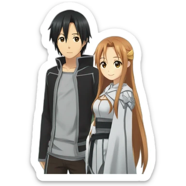 Asuna and Kirito from Sword Art Online Looking Out Over a Lake sticker