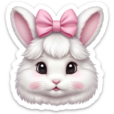 Cute baby bunny with a coquette pink bow on her ear sticker