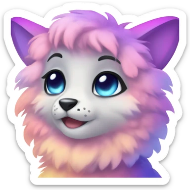 Adorable innocent cute gradient-Sparkle-nebula-fursona anthropomorphic furry full body sticker