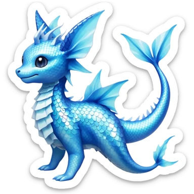 Lumineon-Vaporeon-Amaura-Dragonair-Fakémon-hybrid-creature (full body)  sticker