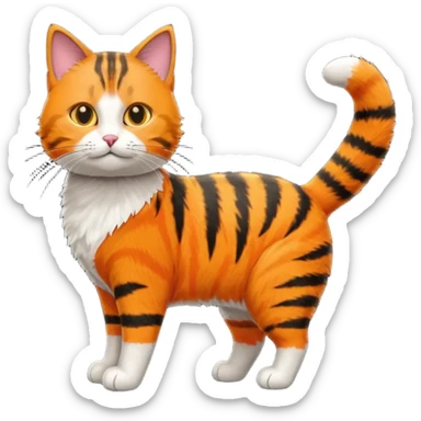 tabby cat standing in orange hi-vis clothing facing right sticker