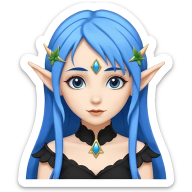 woman elves with blue hair black dress  sticker