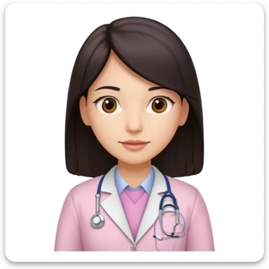 gastroenterologist with dark long straight hair and brown eyes, light pink theme sticker