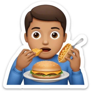 Big fat person eating lots of food sticker