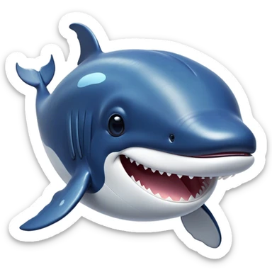 Cinematic Comical Humpback Whale Portrait Emoji, Head tilted dramatically with an exaggeratedly shocked expression, featuring a massive yet graceful body with wide, comically expressive eyes full of playful disbelief and animated pectoral fins, Simplified yet hilariously expressive features, highly detailed, glowing with a slightly sassy oceanic glow, high shine, dramatic yet playful, stylized with an air of cheeky marine mischief, soft glowing outline, capturing the essence of a meme-worthy humpback whale that looks ready to make waves with its hilariously dramatic antics! sticker