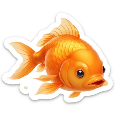 Meme-Worthy Cute Sleeping Orange Goldfish Portrait Emoji, Head resting peacefully with a contented smile, showcasing a streamlined, graceful body with a luxuriously soft vibrant orange hue, eyes closed in a serene, floating nap, Simplified yet hilariously adorable features, highly detailed, glowing with a soft, drowsy light, high shine, relaxed and utterly lovable, stylized with an air of playful laziness, bright and heartwarming, soft glowing outline, capturing the essence of a comically sleepy goldfish, so meme-worthy it feels like it could instantly become the next viral sensation of adorable slumber! sticker