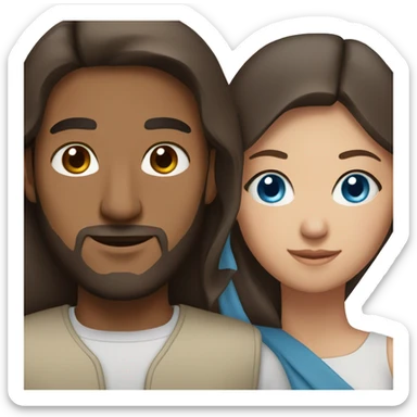 Brown Arab man and woman with blue eyes and brunette hair sticker