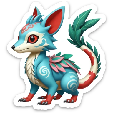  exotic tropical ornate Asian painted cyber-Sleuth-Loyd-Garmaddon-Litten-Linoone-Noibat-Fakémon-Pokémon-Vernid-creature sticker