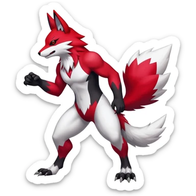 Shiny Red Anthro furry Zangoose-Obstagoon-Hybrid (full body) sticker