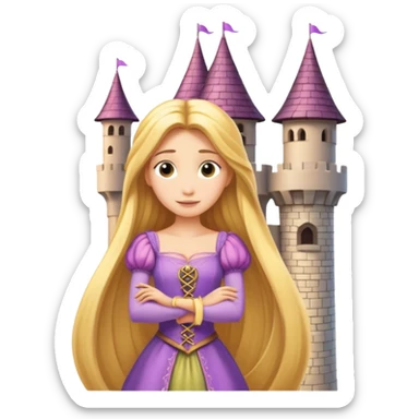Raiponce, long golden hair, fairy tale princess, in a tower sticker