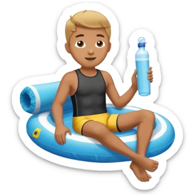 a man floatin on water while sitting on a tube sticker