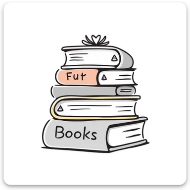 a stack of books with visible covers and spines, in pastel colors dd9fb0, ffc6d3, a3bfc9, c4bee2, f1b091, detailed hand-drawn doodle style sticker