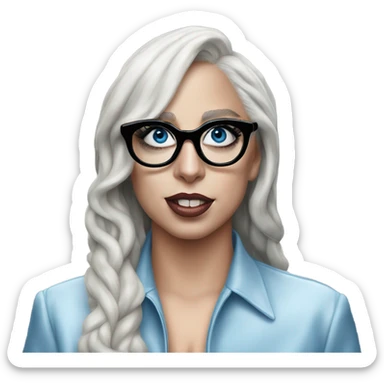 Hyper Realistic lady gaga rain on me blue eyes black glasses  sticker
