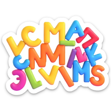 dimensional text inscription, floating cartoon letters, perspective view, bright colorful, lively atmosphere sticker