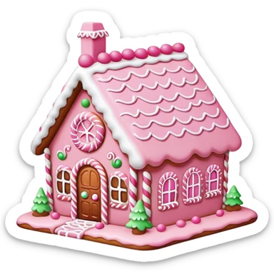 A pink gingerbread house sticker