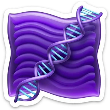 I want a DNA helix in the foreground. Background to be a rippled purple sheet. sticker