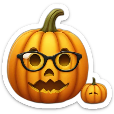 Cute Halloween pumpkin with glasses sticker