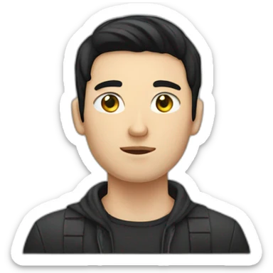 white male 25yo with black hair no face sticker