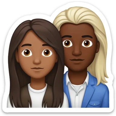 Gay interracial couple, 1 Latino with dacial the other white with long hair. sticker