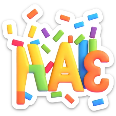 dimensional text inscription, floating cartoon letters, perspective view, bright colorful, lively atmosphere sticker