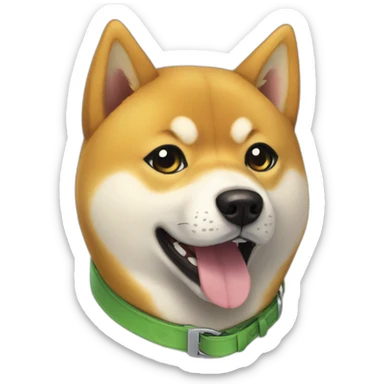 shocked Shiba Inu pikachu a green collar sticker