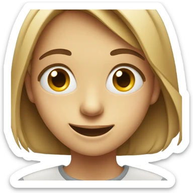 a girl smiling with one eye really squinted. left eye is shut and the other open sticker