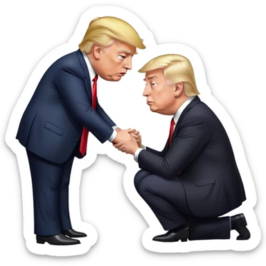 Donald Trump bowing down to King Elon Musk sticker