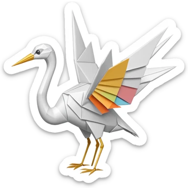 white origami crane sticker
