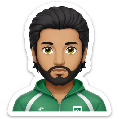 Abdul Ali : Age: Late 20s
Appearance: A strong-built South Asian man with permed long black hair, a close shave beard, and dark brown eyes.
Outfit: Green player tracksuit  sticker