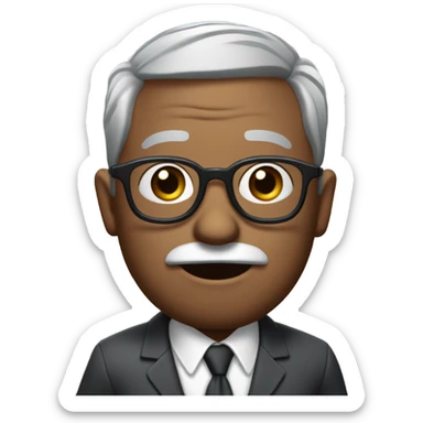 berry sanders with small round face and suit and glasses and buzz cut and small black eyes and small gray beard and small black eyes and wrinkled forehead sticker