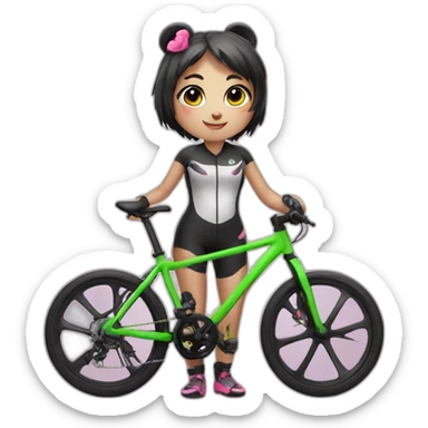 Cute Panda girl with road bike sticker