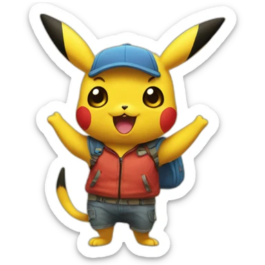 Pickachu arrive a lecole sticker