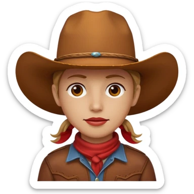 Her skull is red and she wears a cowboy hat sticker