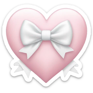 Pastel pink heart with white bow sticker