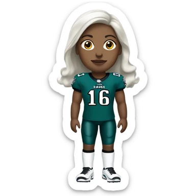 White Brunette wearing Philadelphia Eagles jersey sticker