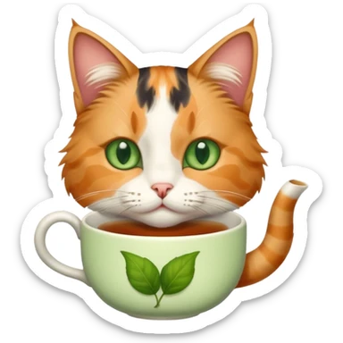 Çay içen kedi sticker