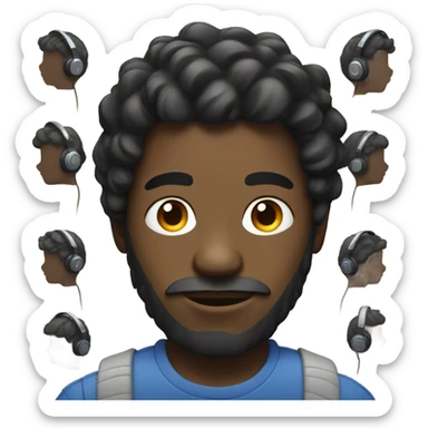 Black dude with twists wearing headset  sticker