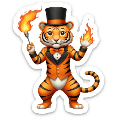 tiger  vintage-circus-performer-spitting-fire full body sticker