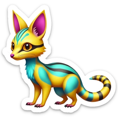  randomly colored colorful cute neon-colored brightly colored Fakémon-Fionbri-Vernid-Genet-creature with markings (full body) sticker