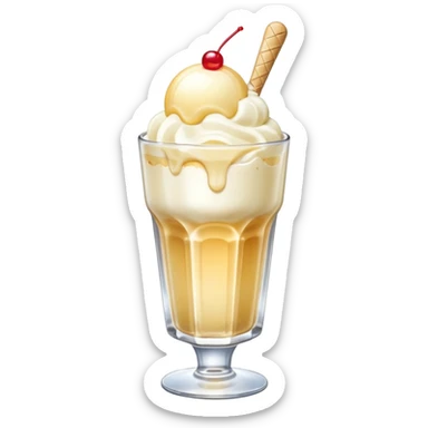Japanese cream soda on a glass with ice ice cream vanilla 1 scoop on top sticker