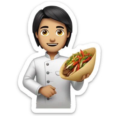 Asiat men with black hair and fajitas in our hand sticker