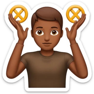 Please make an emoji where a person marks O or X with their arms. sticker