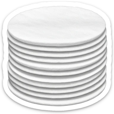 A long pile of 100 round flat thin cotton pads sticker