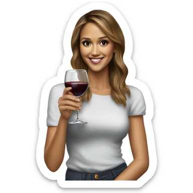 Photo Realistic Jessica alba with wine glass sticker