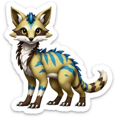 Rare realistic exotic cute epic pretty beautiful handsome gorgeous aesthetic colorful vibrant Vernid-Protogen-Primagen-Wickerbeast-Sergal-Genet-species-Fakemon-hybrid-creature by LiLaiRa, beautiful intricate markings, full body sticker