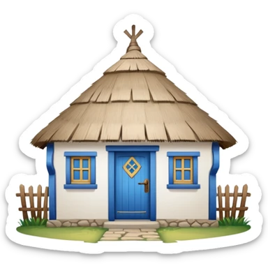 A Ukrainian peasant house with white walls sticker