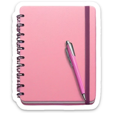 pink notebook and a pen sticker