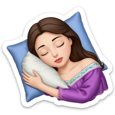 sleeping beauty brunette white girl with a silk pillow sticker