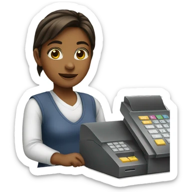 girl paying at the cash register sticker